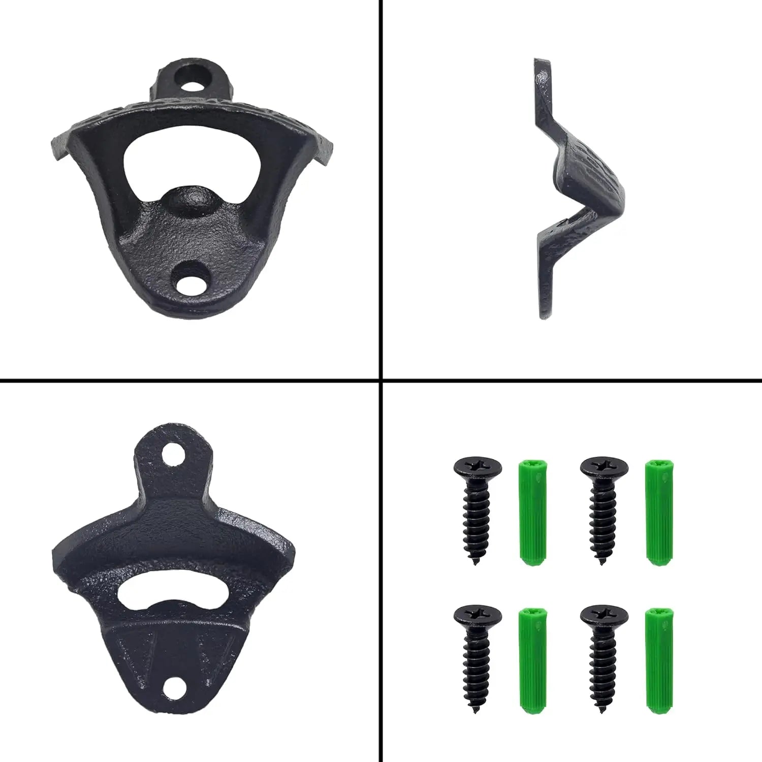 2PCS Wall Mounted Beer Opener Cast Iron Black Bottle Cap Opener Beer Bottle Opener Stationary Open Here Bar Accessories for Hub Peaceful Pleasures Health and Wellness