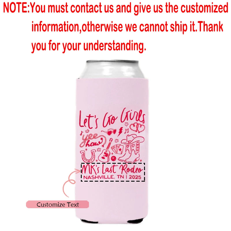 5-Pack "Let's Go Girls" Cowgirl Bachelorette Can Coolers Bachelorette Can Coolers Peaceful Pleasures Health and Wellness custom A 5pcs 8.5x16cm