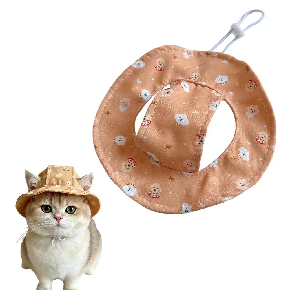 Cartoon UV Sun Hat for Small Cats & Dogs | Pet Bucket Hat