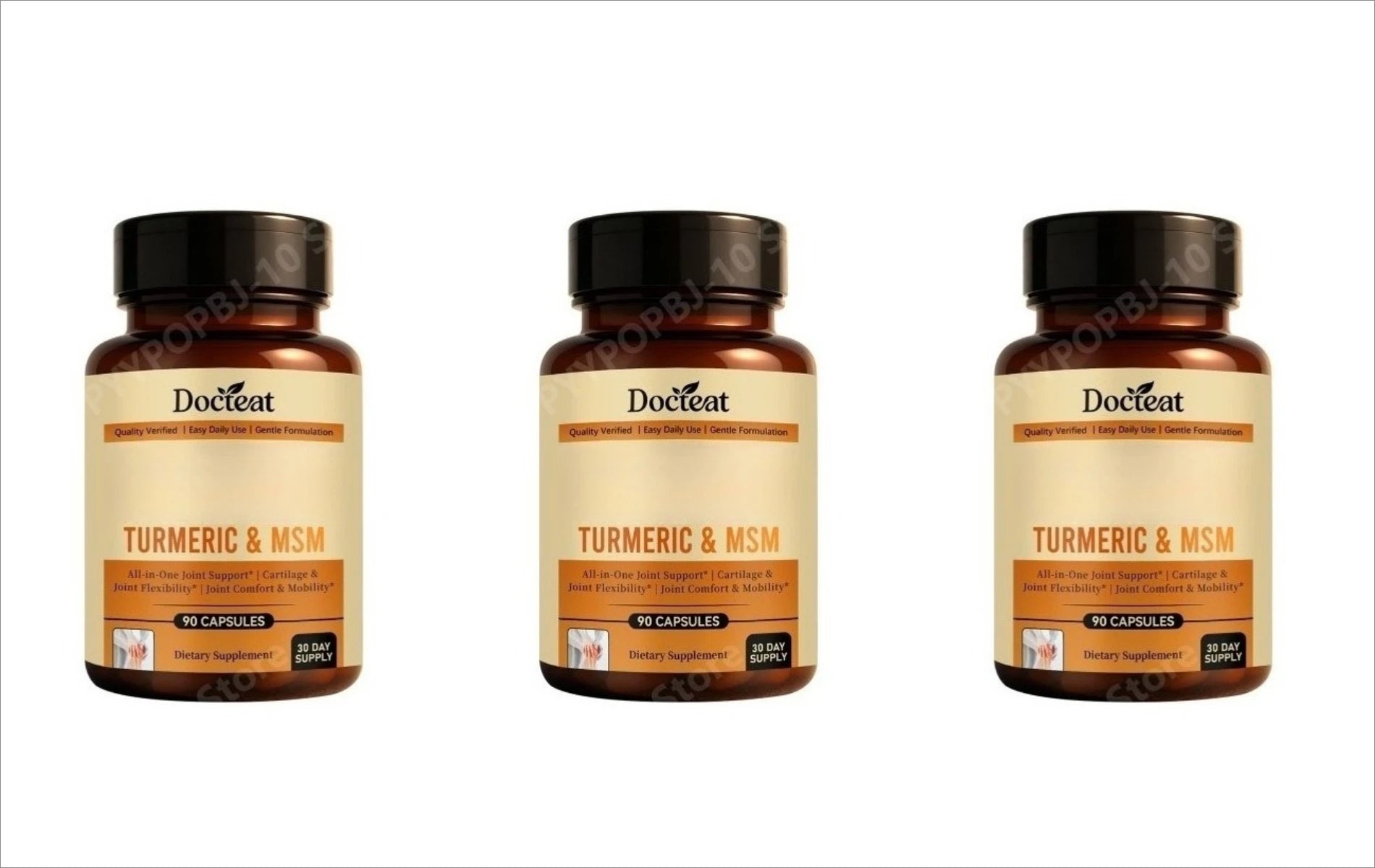 Turmeric & MSM Complex Capsules for Daily Wellness and Mobility Support 90 Count Peaceful Pleasures Health and Wellness 3bottles 270capsules