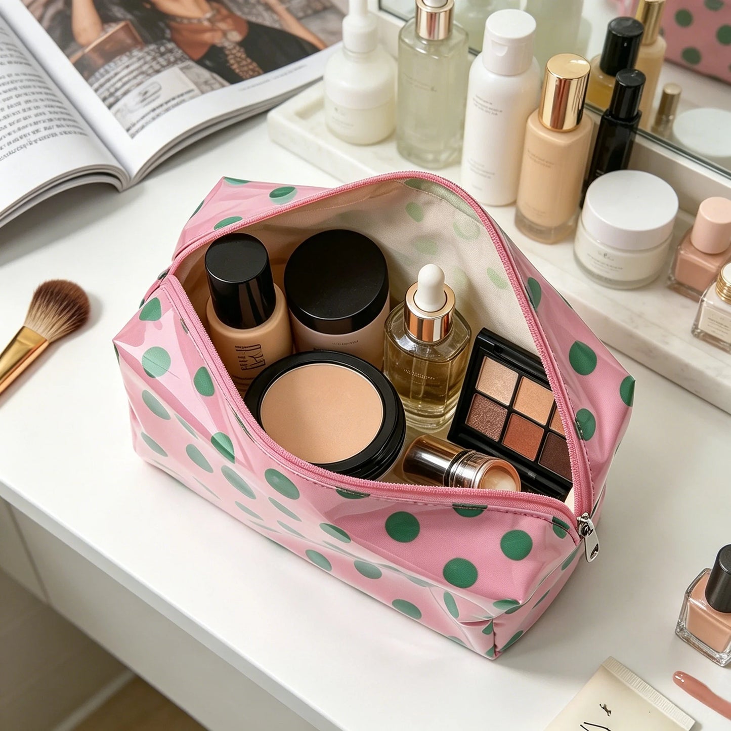 Women's Makeup Bag – Zipper Cosmetic Organizer, Water-Resistant