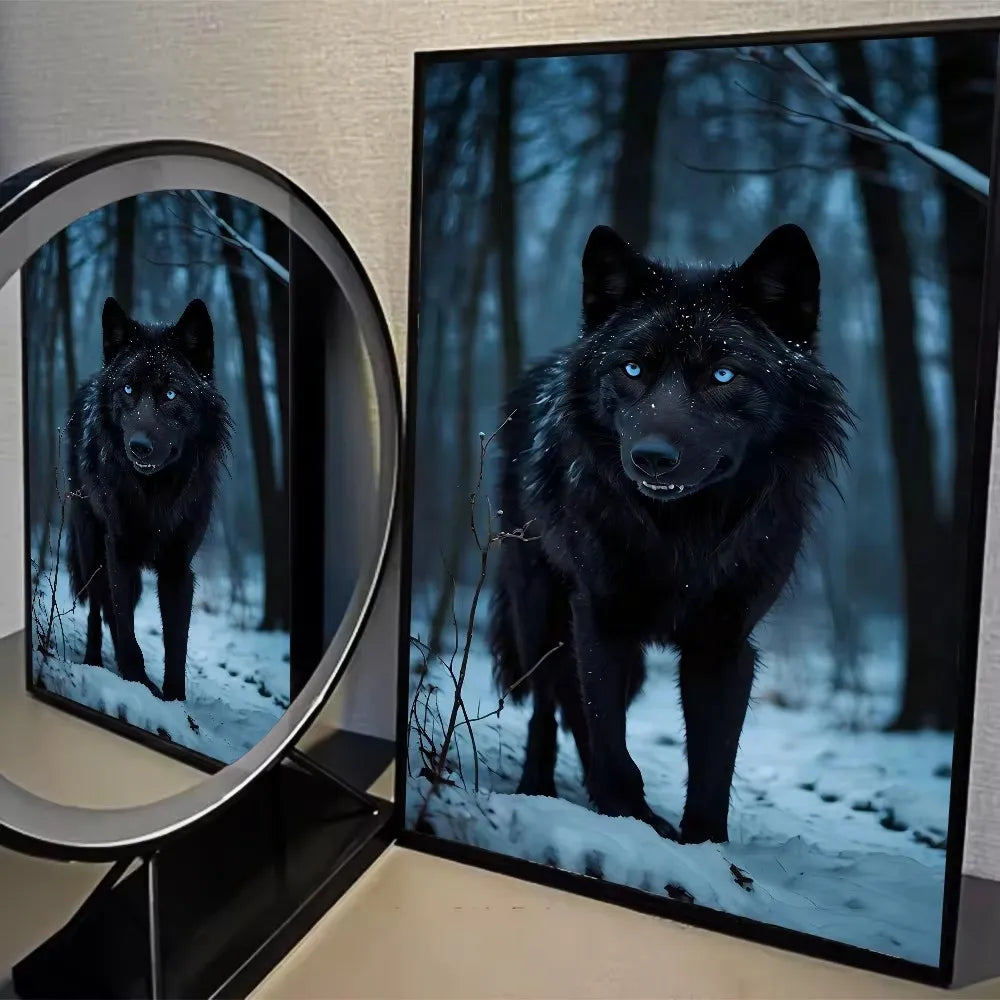 Fantasy Wolf & Crow Canvas Wall Art Poster | Halloween Décor Canvas Wall Art Peaceful Pleasures Health and Wellness ZLH5276 100x150cm No Frame