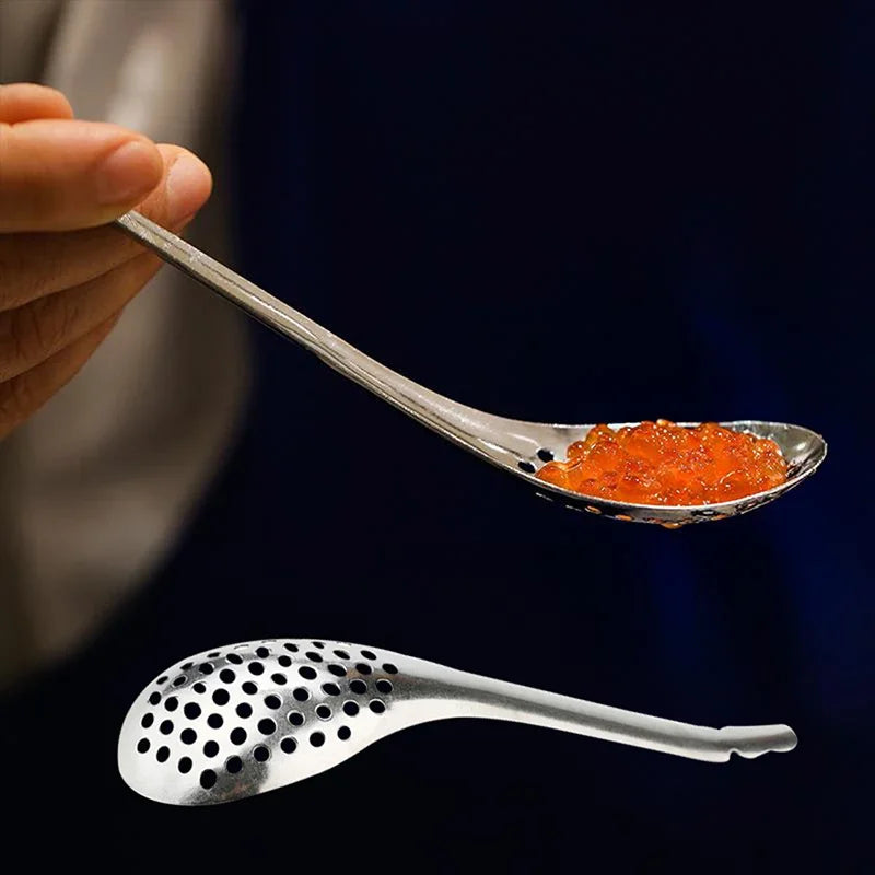 56-Hole Stainless Steel Caviar Spoon & Egg Yolk Separator