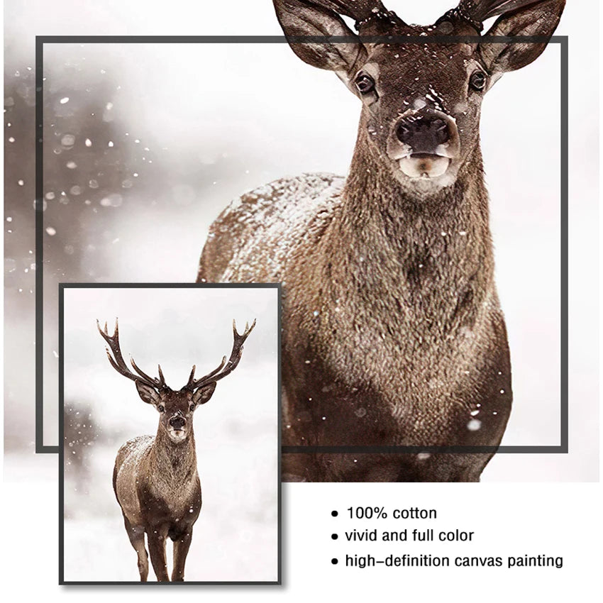 Nordic Canvas Wall Art | Deer & Mountain Scandinavian Print Canvas Wall Art Print Peaceful Pleasures Health and Wellness