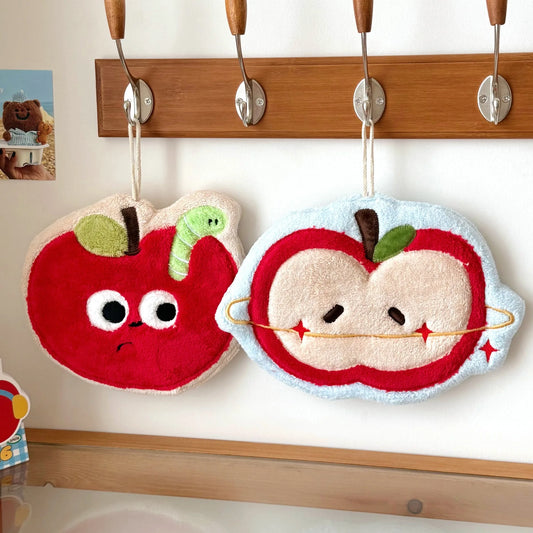 Apple Hand Towel Quick-drying and Water-absorbing Hanging Cute Coral Velvet Towel Thickened Kitchen Bathroom Small Square Towel Peaceful Pleasures Health and Wellness