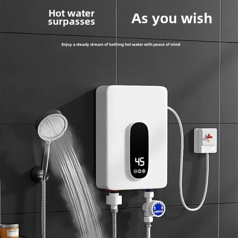 220V Electric Tankless On-Demand Instant Hot Water Heater Compact Size for Bathroom Sink Toilet Energy Efficient Peaceful Pleasures Health and Wellness