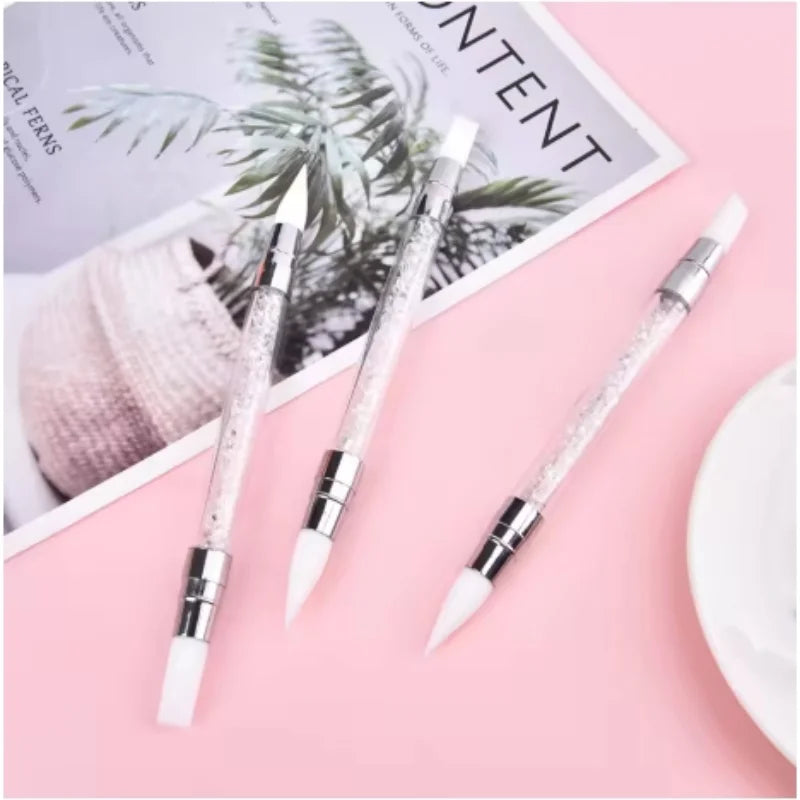 2pcs Double Head Silicone Nail Art Pen Carving Flower Sculpting Pen Adjustable Glue Stick Embossing Brush Professional Manicure Peaceful Pleasures Health and Wellness