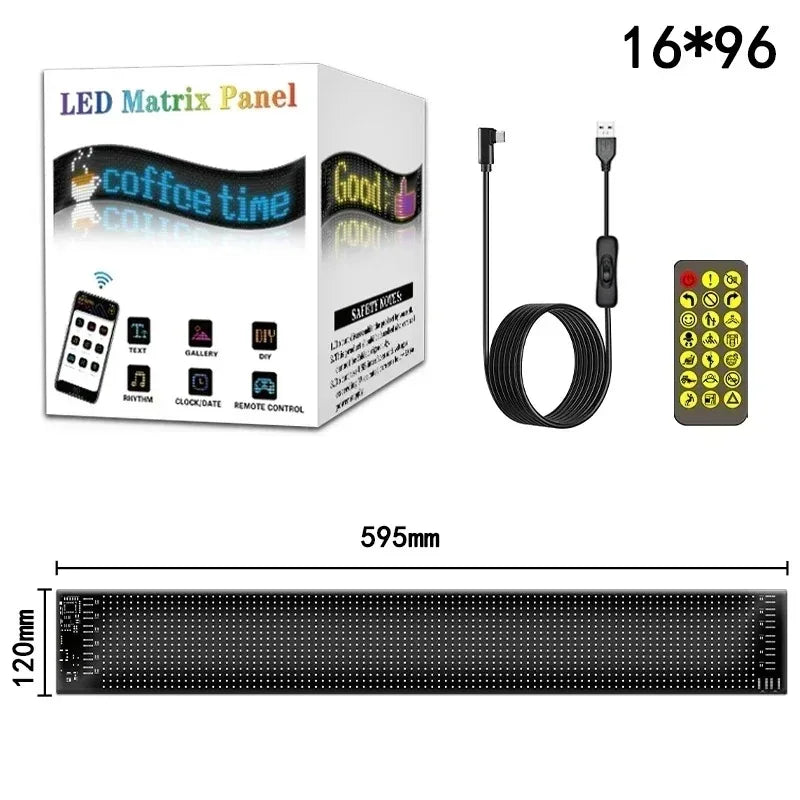 RGB LED Matrix Pixel Panel | Bluetooth Scrolling Text Car Sign
