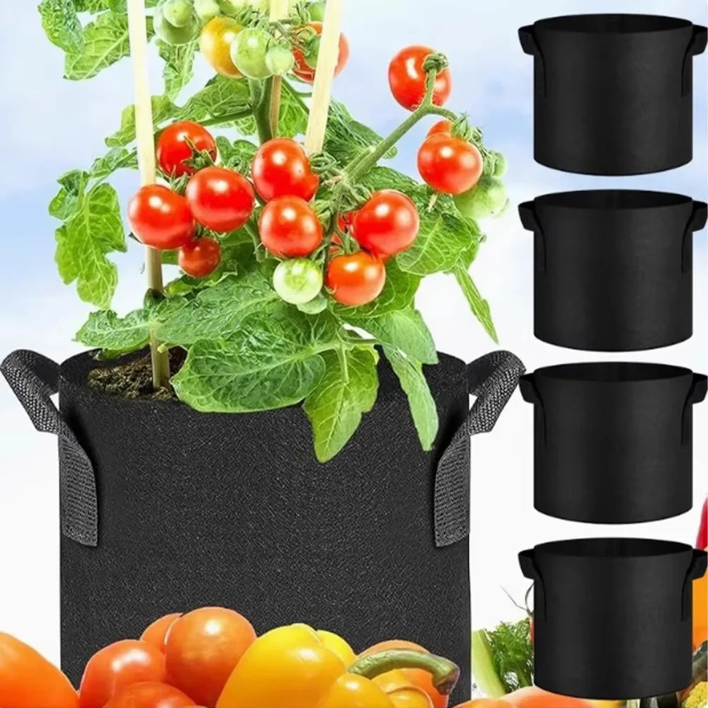 5-Pack Grow Bags/Aeration Fabric Pots with Handles(Available Capacities: 3 Gallon，4 Gallon, 5 Gallon, 7 Gallon, 30 Gallon) Peaceful Pleasures Health and Wellness