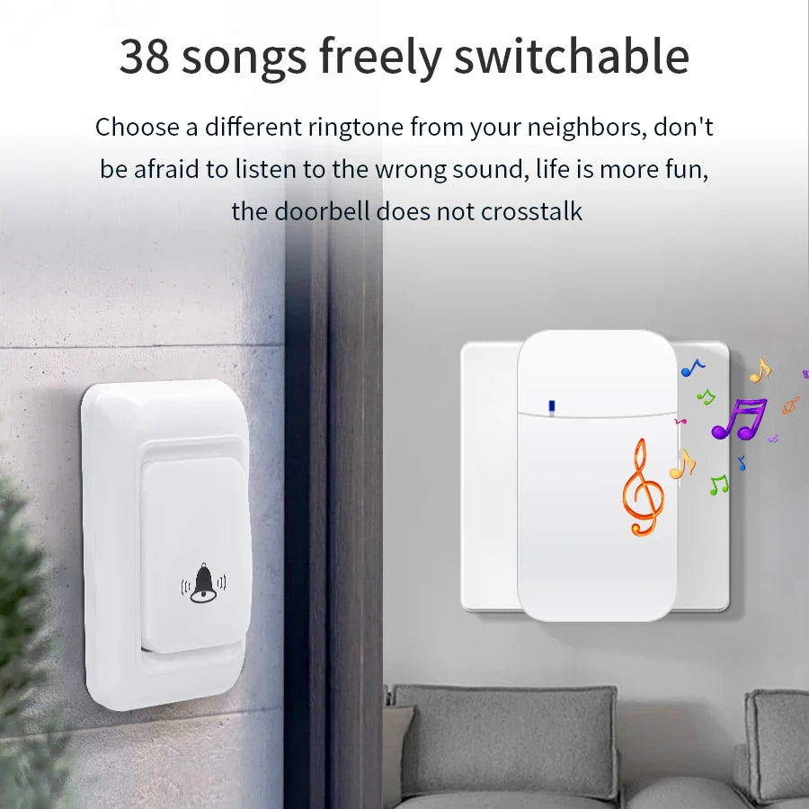 Wireless Doorbell Kit – Waterproof, 150M Range, 32 Songs