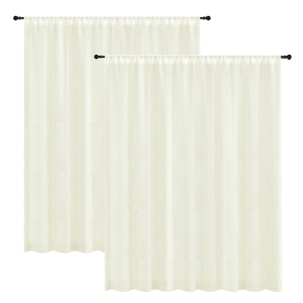 Linen Curtains 160cm/240cm Length for Living Room Bedroom Rod Pocket Light Filtering Semi Window Curtain Boho Farmhouse Drapes Peaceful Pleasures Health and Wellness Ivory white 2pc 132x240CM