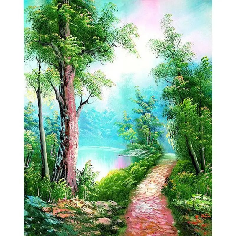 GATYZTORY Oil Painting By Numbers On Canvas Coloring By Numbers Forest Stream Landscape Picture Drawing Home Decor For Adults Peaceful Pleasures Health and Wellness 99574 30x40cm Unframed