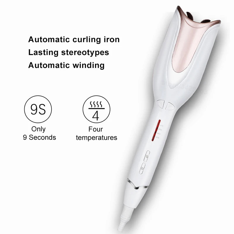 Fully automatic electric rotary hair curler for creating big waves does not damage hair resistant to heat Peaceful Pleasures Health and Wellness