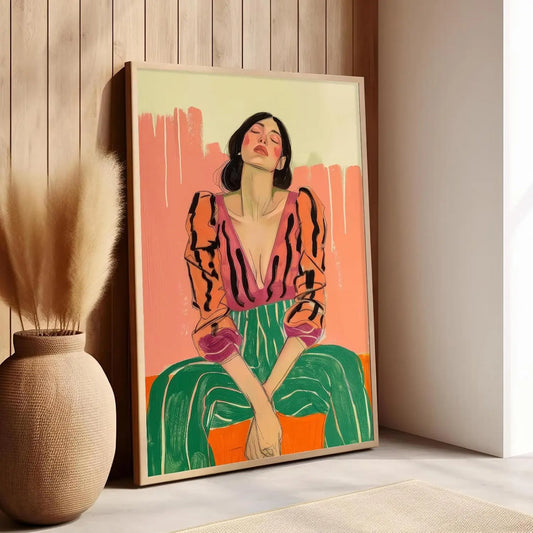 Abstract Wall Art Retro Female Dark Academy Pictures Gothic Posters Portrait Paintings Victorian Women Canvas Home Decorations Peaceful Pleasures Health and Wellness