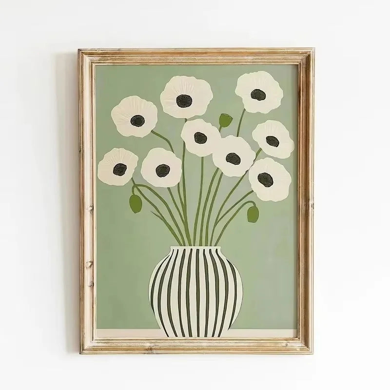 Scandinavian Abstract Anemone Canvas Wall Art Print | Minimalist Canvas Wall Art Print Peaceful Pleasures Health and Wellness ZLH8668 20x30cm Unframed