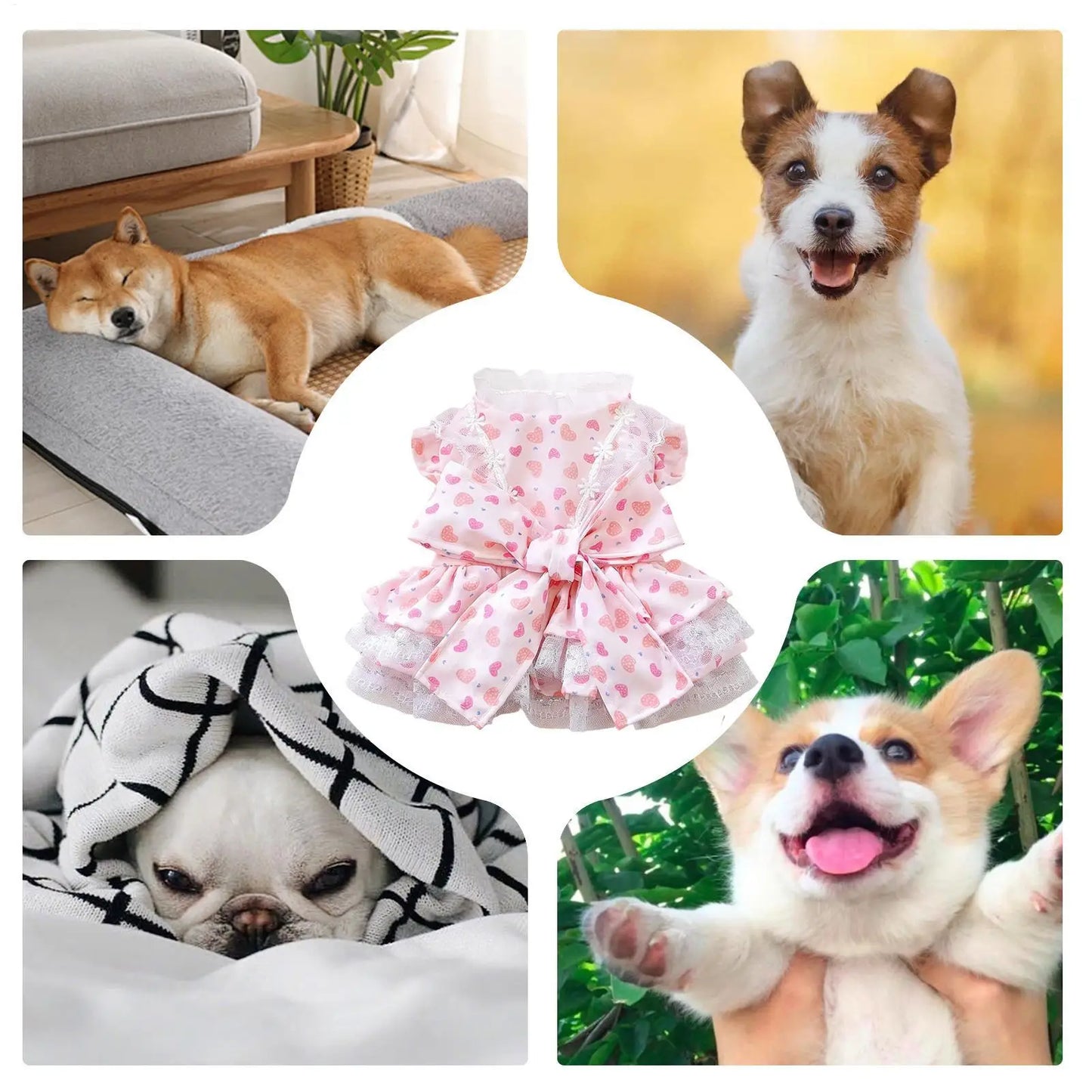 Dress For Dogs Female Breathable Pink Adjustable Medium Dog Outfit Puppy Clothes Girl For All Breed Daily Party Outdoor Walking Peaceful Pleasures Health and Wellness