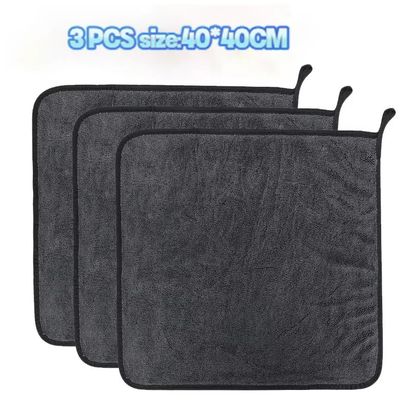 Micro Fiber Pile Auto Care Microfibre Detailing Microfiber Car Wash Cleaning Cloth Twisted Large Twist Loop Drying Towel For Car Peaceful Pleasures Health and Wellness 40x40x3pcs