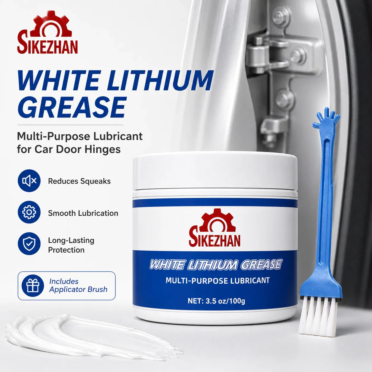 White Lithium Grease with Brush – Waterproof Multi-Purpose Lubricant