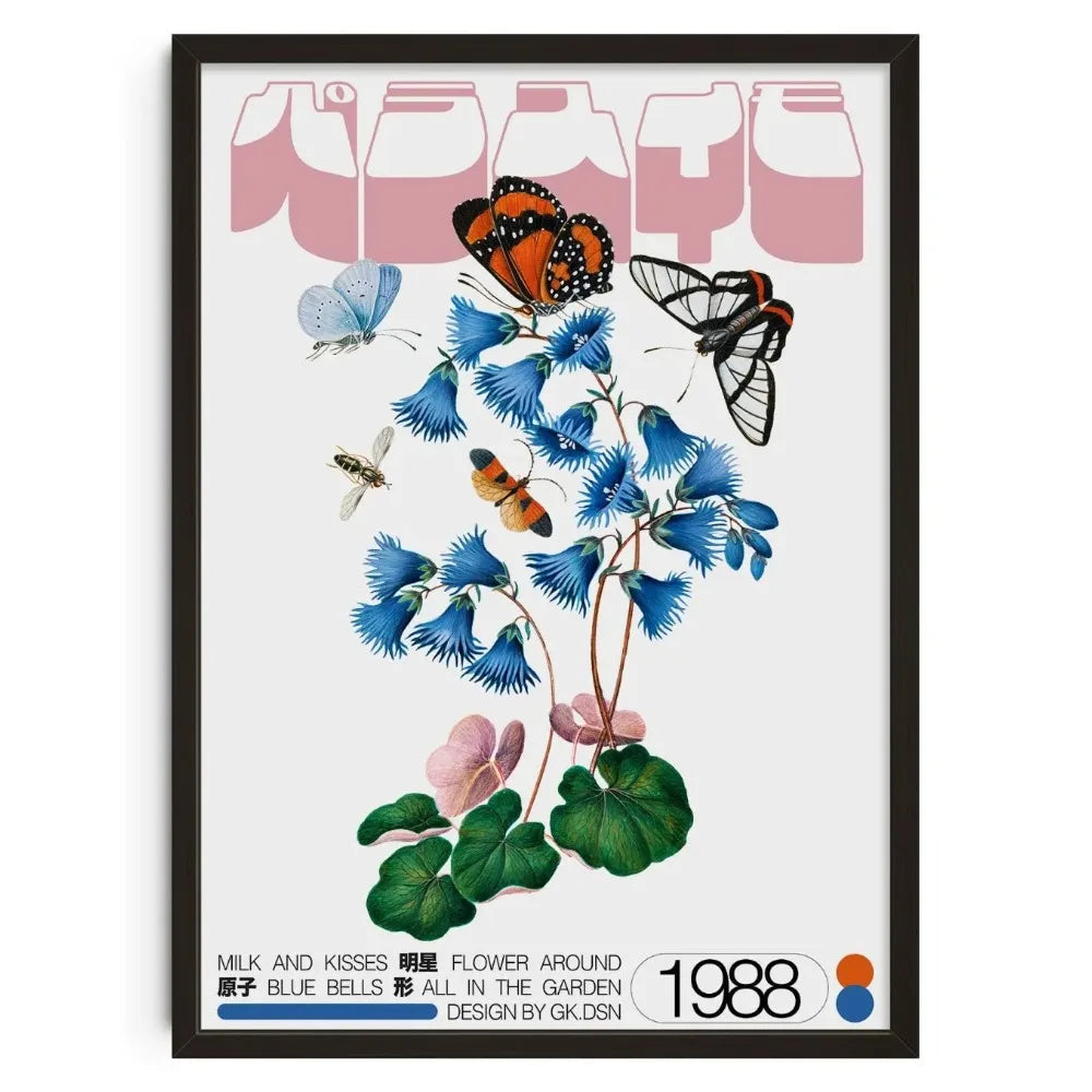 Japanese Retro Floral Canvas Wall Art | Unframed Poster
