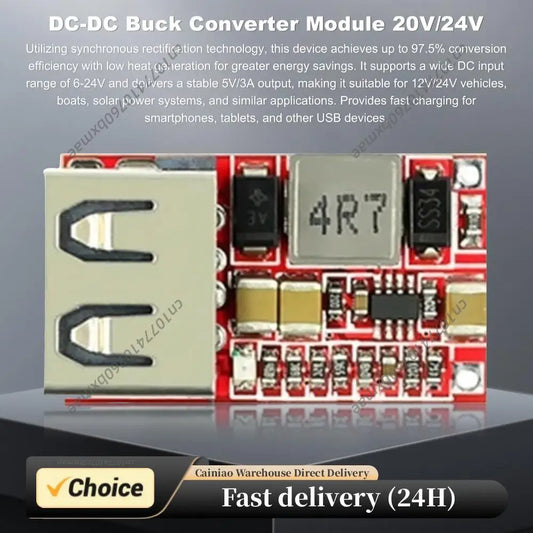 DC-DC Step-Down Module USB-A 6-24V To 5V3A USB Step Down Module Output Charger Steps Downed Power Modules for Voltage Regulation Peaceful Pleasures Health and Wellness