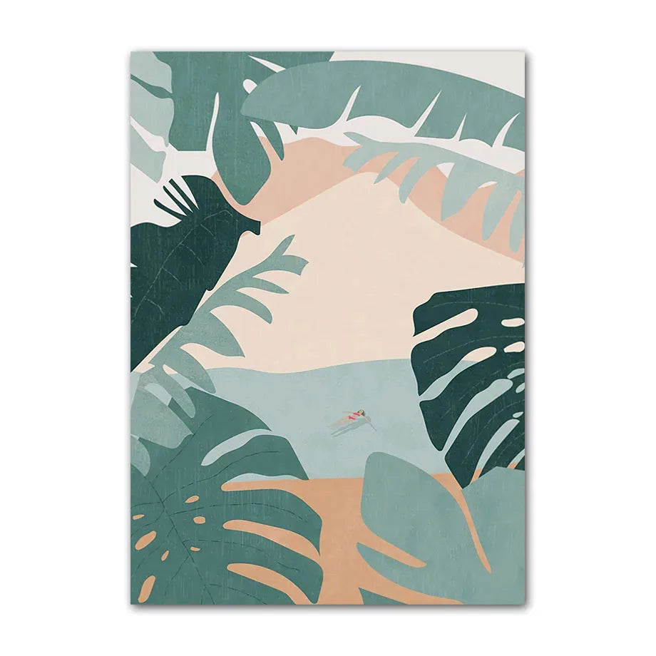 Boho Nature Canvas Wall Art | Abstract Botanical Print
