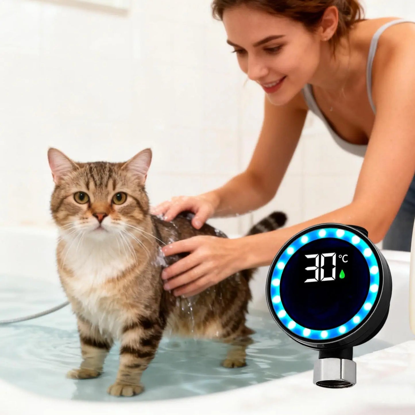 Shower Water Temperature Gauge Waterproof Home Measuring Tool LED Digital Display Bath Temperature Gauge For Shower Bathroom Peaceful Pleasures Health and Wellness