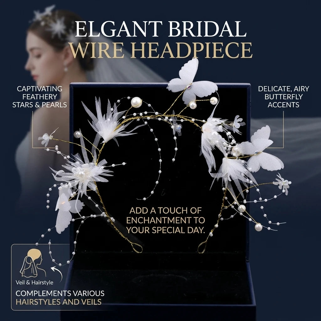 Butterfly Pearl Hairband And Clips Set Alloy Anti Allergic Elegant Design For Wedding And Daily Use Peaceful Pleasures Health and Wellness