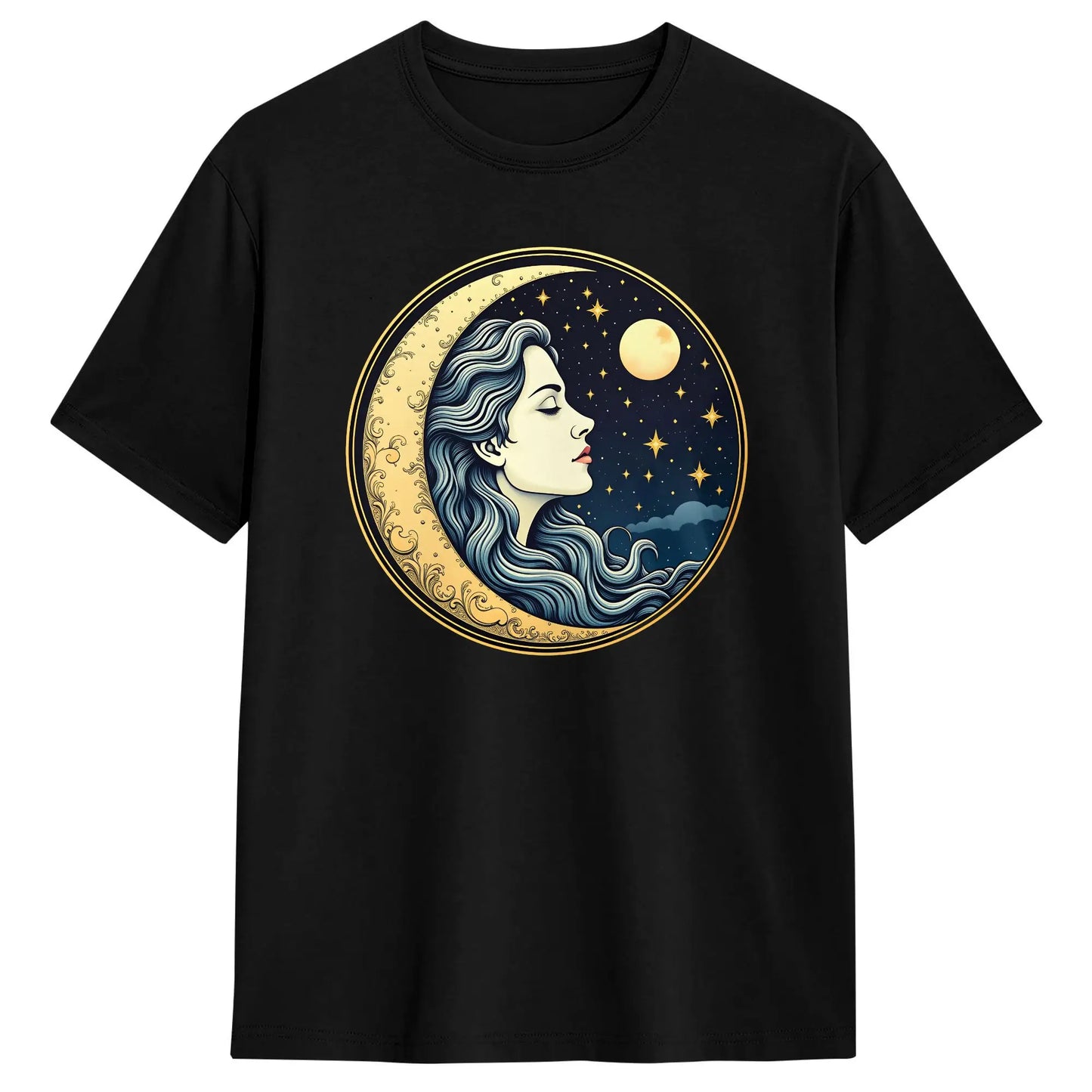 Men's Moon Goddess T Shirt Pure Cotton Clothes Vintage Short Sleeve Crew Neck Tees New Arrival T-Shirt Peaceful Pleasures Health and Wellness 4 M