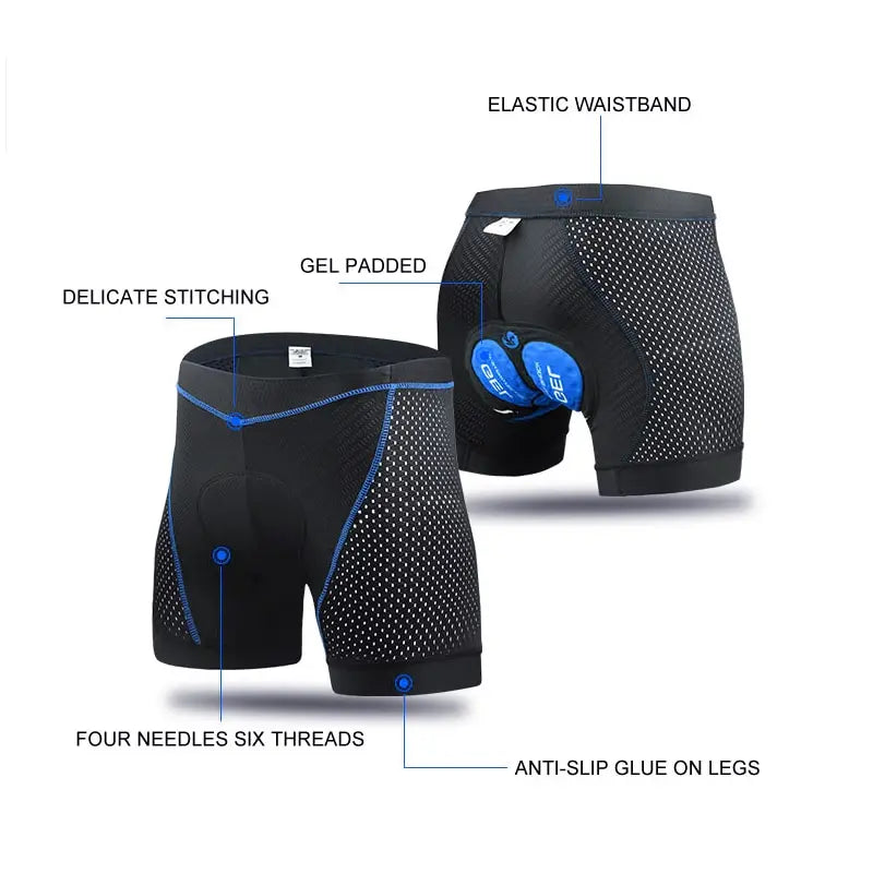 X-TIGER Men's 5D Gel Padded Cycling Shorts – MTB Underwear