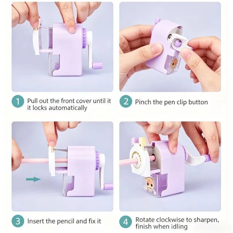 Office Cartoon Animal Gift Anti Sticking Lead Pencil Sharpener Automatically Enters Lead Hand-cranked Mechanical Tool Peaceful Pleasures Health and Wellness