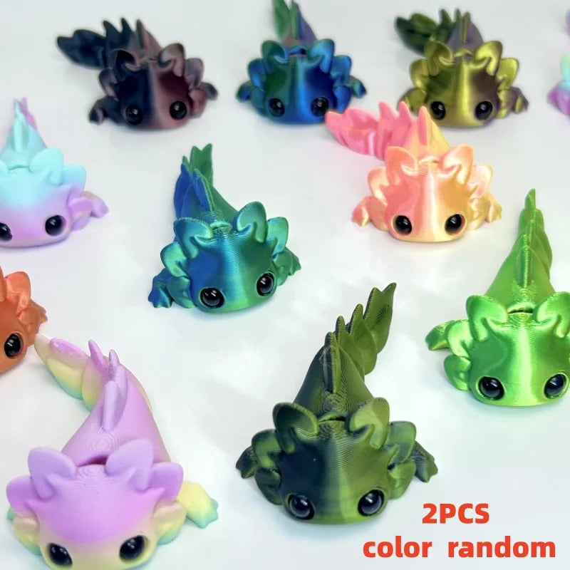 2-Pack of Randomly Colored 3D Printed Small Animals, Cute Salamanders with Movable Joints, Adorable Water Tiger Fish Ornaments with Happy Expressions, Perfect for Holiday Gifts and Desktop Decorations, Great Holiday Gift Item Peaceful Pleasures Health and Wellness 2Pcs
