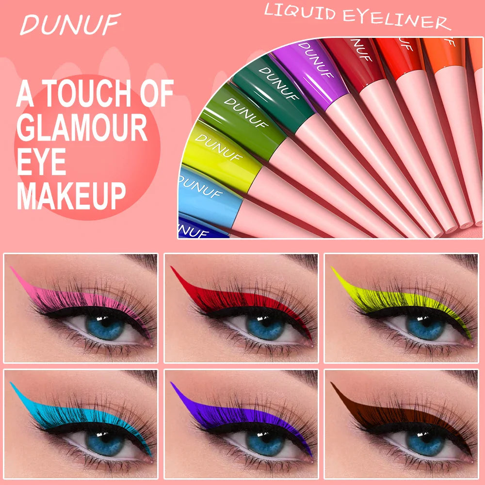 DUNUF Waterproof Liquid Eyeliner – Smudge-Proof, 8+ Colors
