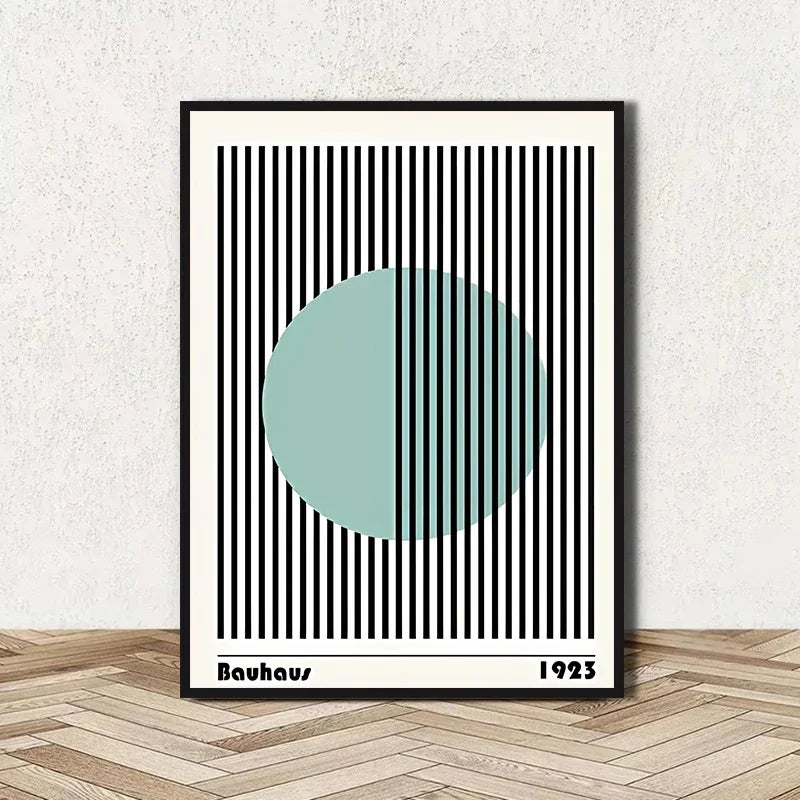 Abstract BAUHAUS art poster, line geometric pattern canvas art painting used for room wall and living room decoration, framel Peaceful Pleasures Health and Wellness DD08-20 50x70cm