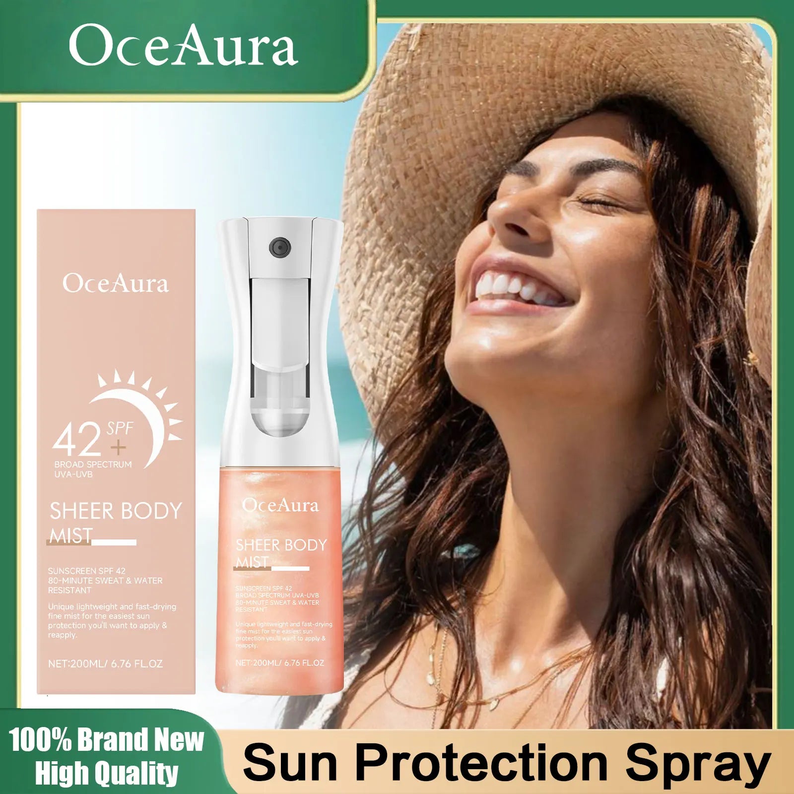 OceAura Sunscreen Spray with SPF42 Anti UV Protection Sunburn Prevention Oil Control Lasting Waterproof Moisturizing Sun Cream ﻿ Peaceful Pleasures Health and Wellness