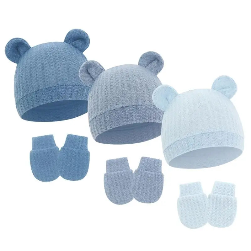 Newborn Baby Hat & Mittens Set | Soft Cotton, 0–6 Months