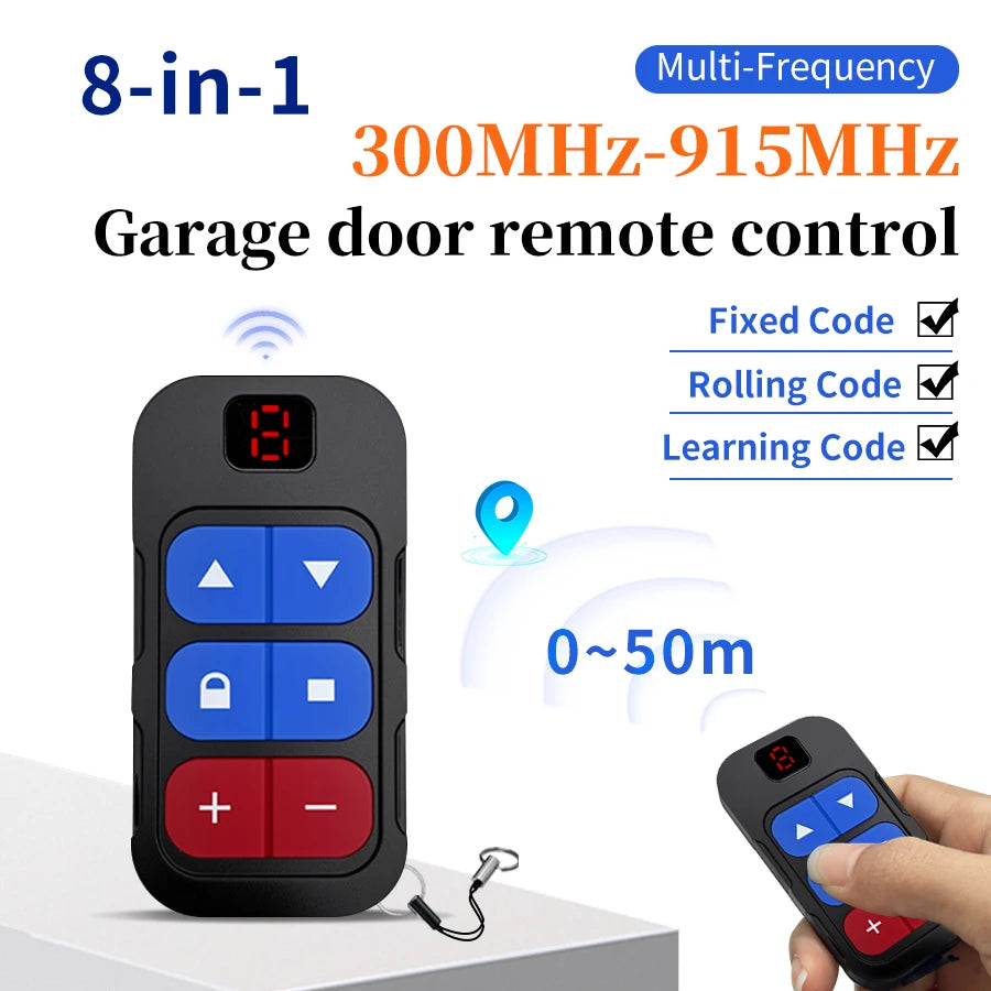 8 in 1 433MHz Multi Frequency Garage Door Remote Control 300MHz-915MHz 868MHz Fixed Rolling Code Transmitter Gate Key Duplicator Peaceful Pleasures Health and Wellness Default Title