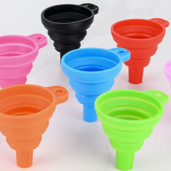 5PCS Foldable Silicone Kitchen Storage Tool, Portable Telescopic Funnel, Easy To Pack Accessories For Easy Storage reusable, non Peaceful Pleasures Health and Wellness 5 colors randomly