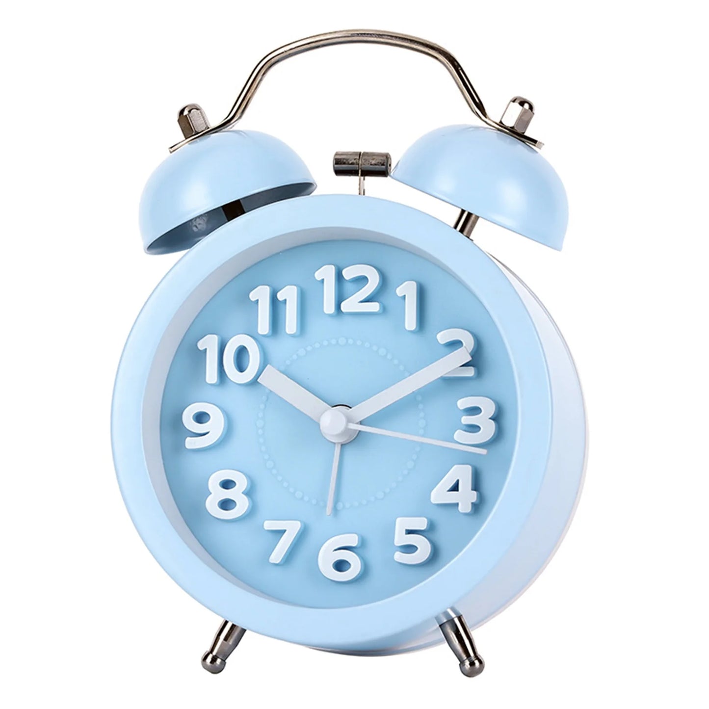 Retro Alarm Clock For Bedside,Stereoscopic Digital Creative Convex Textual Texture Fashionable Metal Silent Night Light Clock Peaceful Pleasures Health and Wellness Blue