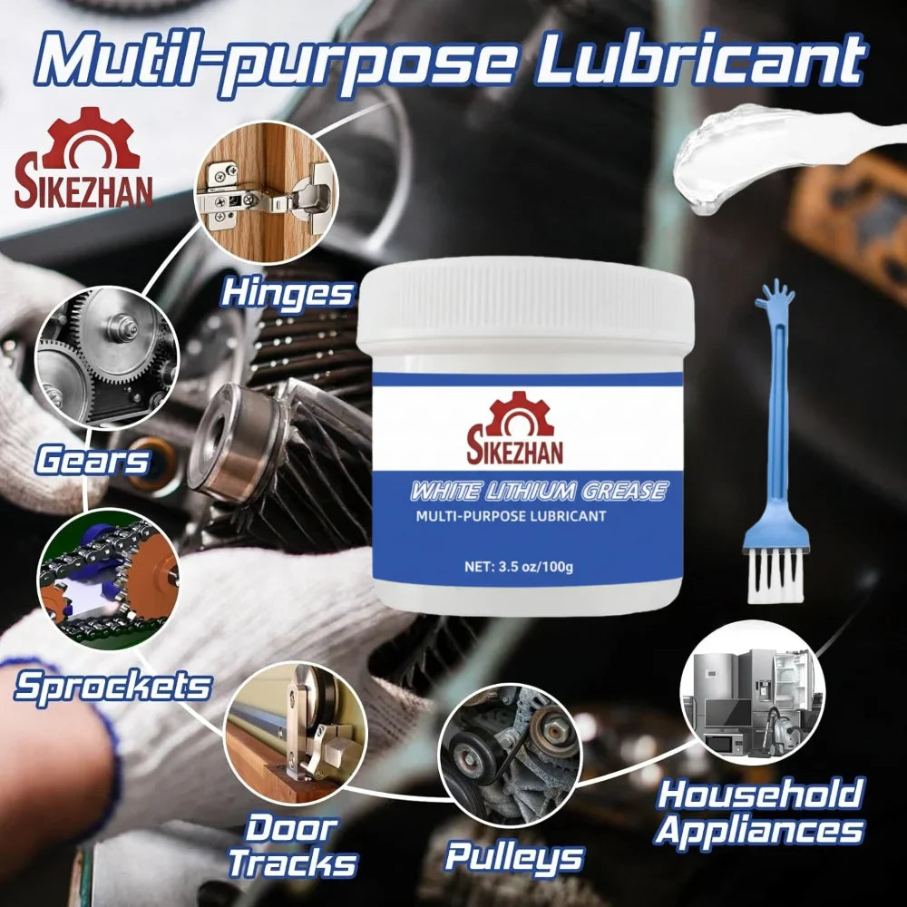 White Lithium Grease with Brush – Waterproof Multi-Purpose Lubricant