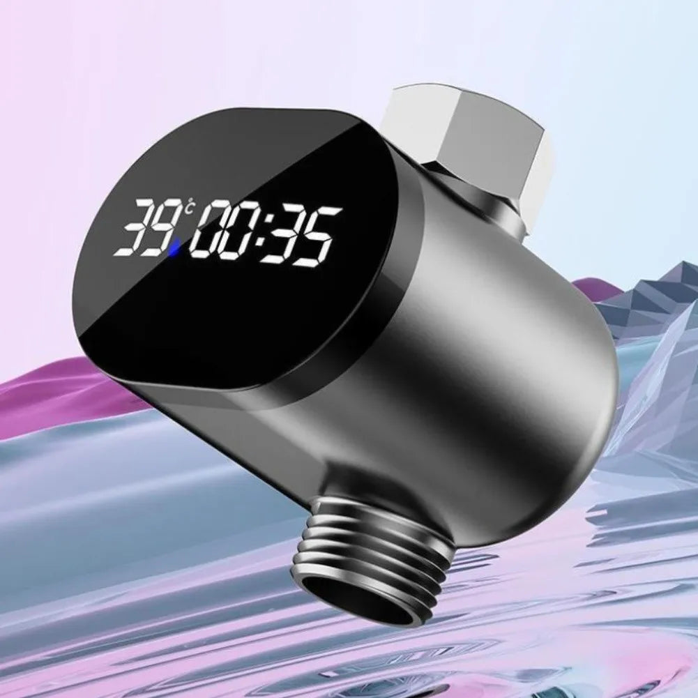 Black Shower Temperature Display LED Digital Water Flow Power