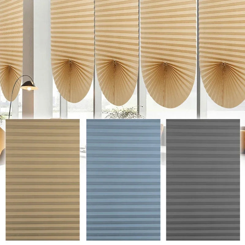 5 Size Self-adhesive Pleated Blinds Bathroom Balcony Shades Half Blackout Windows Curtains for Bedroom Living Room Balcony Peaceful Pleasures Health and Wellness