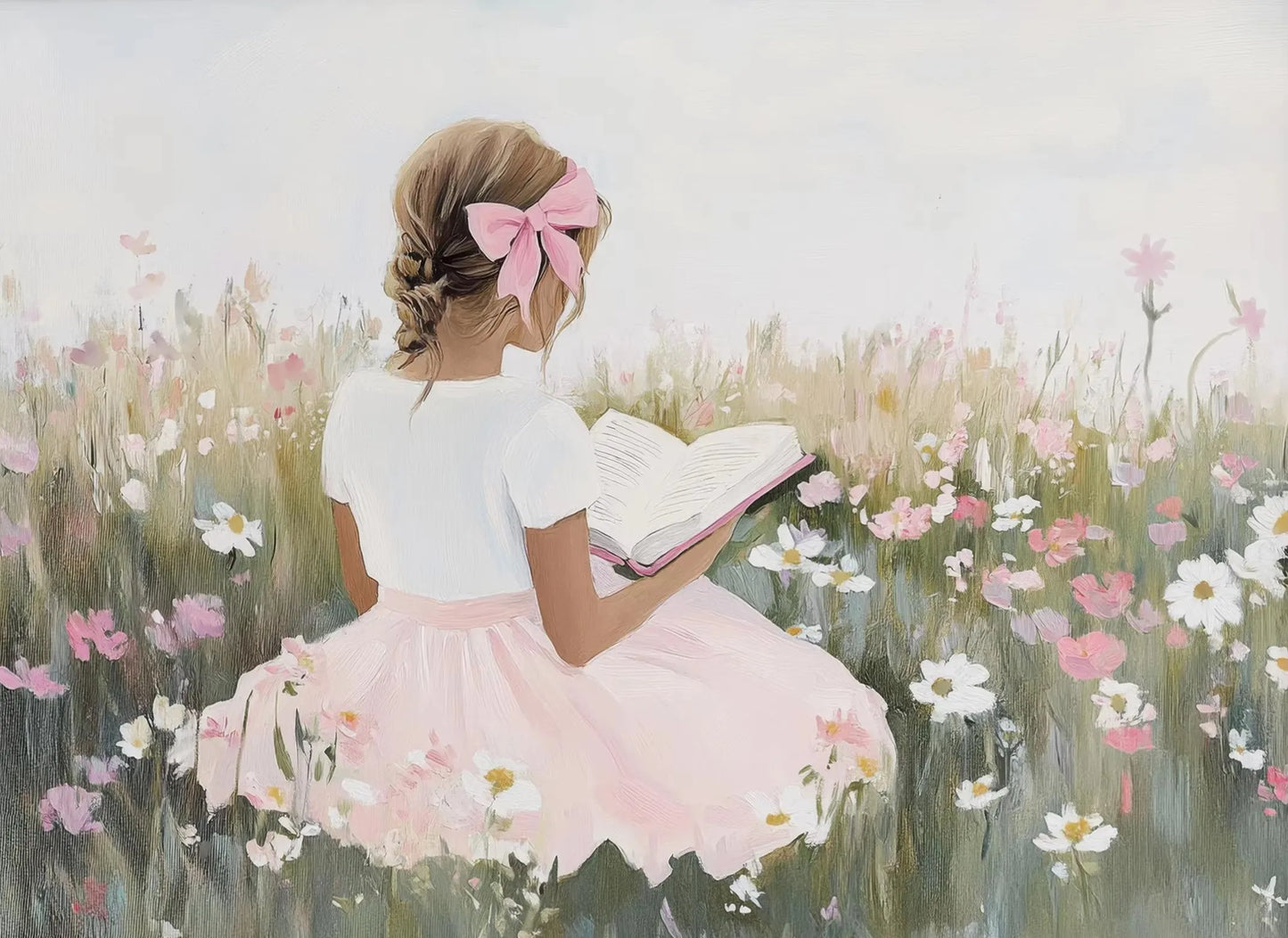 Vintage Spring Wildflowers Canvas Wall Art – Roses & Swans