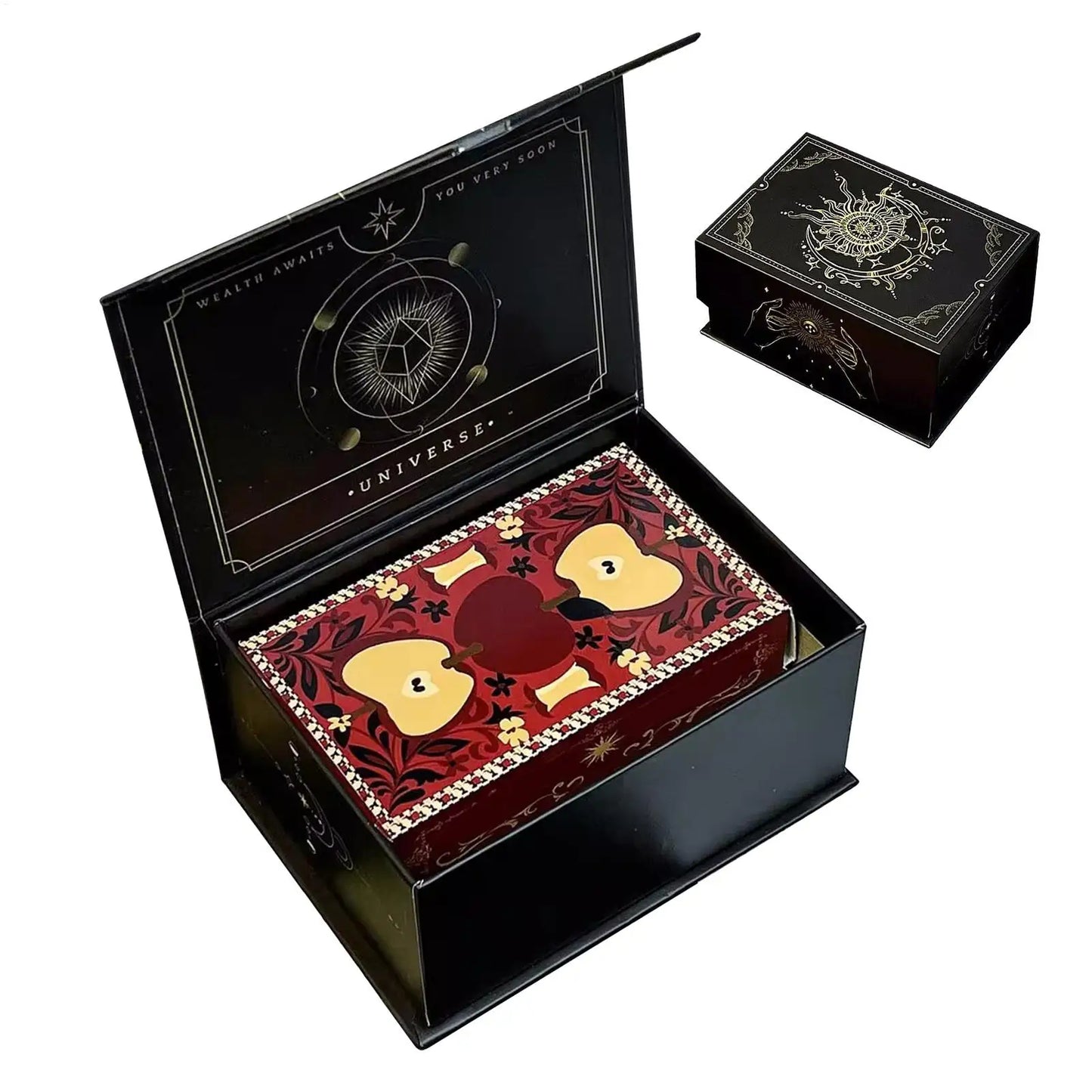 Magnetic Lid Tarot Card Box, Portable Lightweight Storage Organizer for Oracle/Playing Cards, Jewelry Keepsakes, Home Display Peaceful Pleasures Health and Wellness