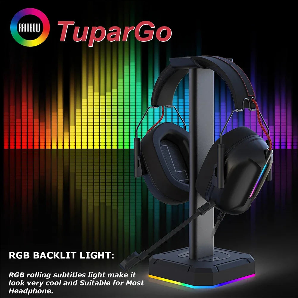Aluminuim Alloy Universal Gamer Headset Hanger Detachable Design RGB Earphone Holder Desk Display Rack For PUBG Computer Gamer Peaceful Pleasures Health and Wellness