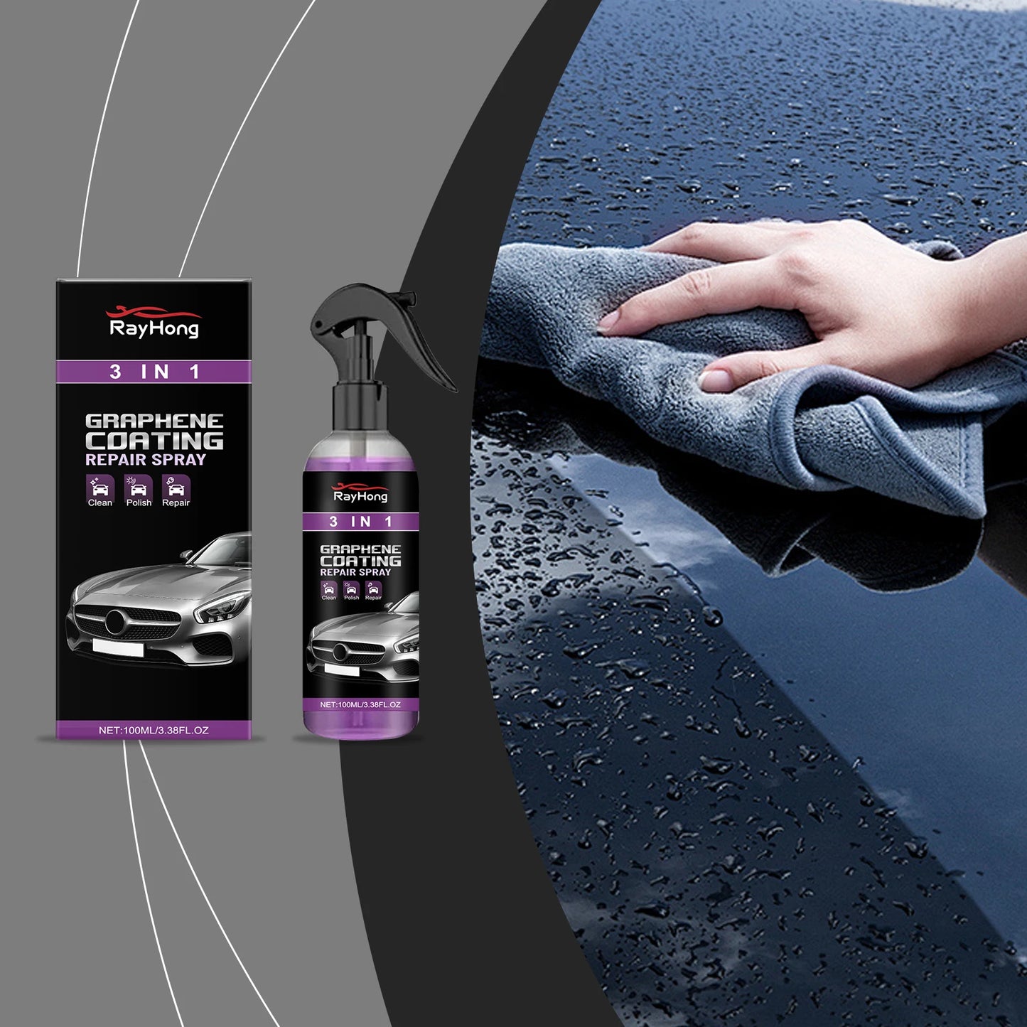 RayHong 3-in-1 Car Paint Protection Spray – Polish & Waterproof