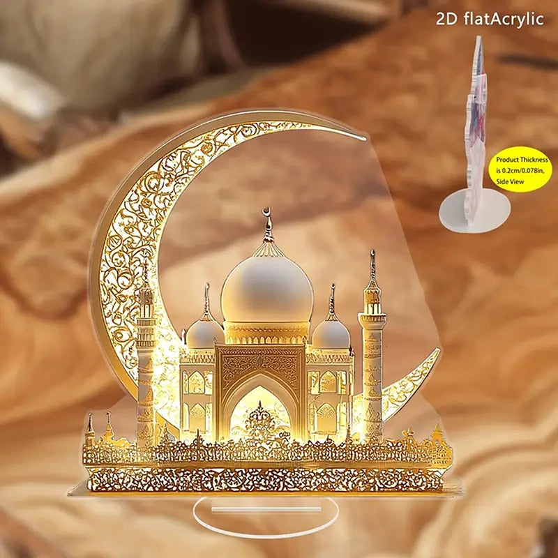 Acrylic Crescent Castle Decor | Ramadan & Eid Ornament Festive Tabletop Decor Peaceful Pleasures Health and Wellness