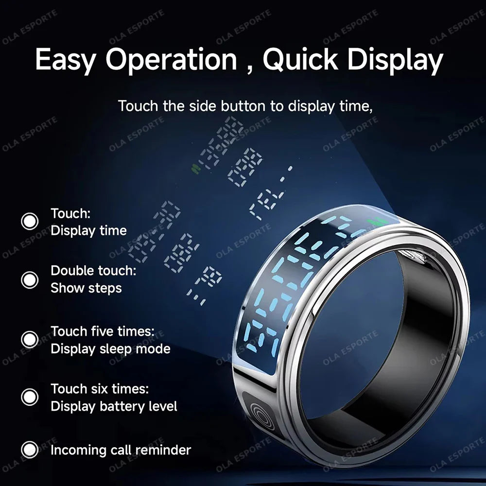 Ola Esporte Smart Ring – LED, Heart Rate & 5ATM Waterproof