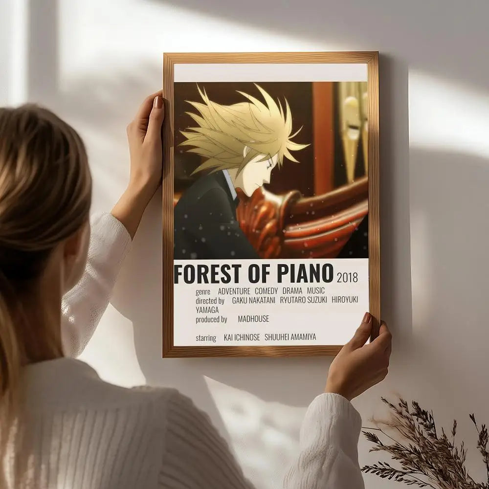 Anime F-Forest of Piano Poster HD Self Adhesive Waterproof Wall Art Ideal for Home Office Dorm Bedroom Great Gift Peaceful Pleasures Health and Wellness White8 30X40cmNoframe