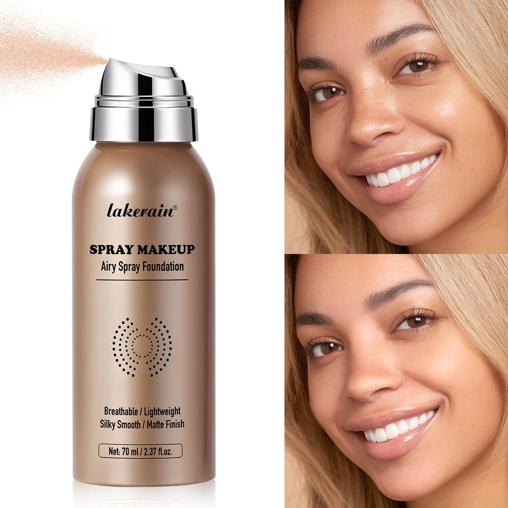 Magic Airbrush Foundation Airy Spray Makeup Silky Mist Buildable Coverage Waterproof Sweat Proof Flawless Matte Finish Peaceful Pleasures Health and Wellness