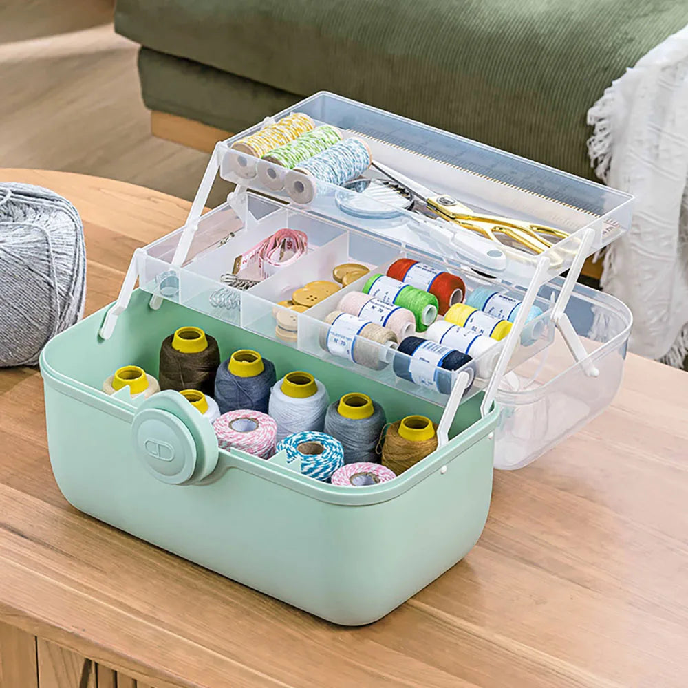 A36T-Sewing Kit Box For Adults Beginners Sewing Kits Accessories Home Sewing Box Stitching Repair Kit Compartments Box Peaceful Pleasures Health and Wellness Green S